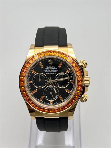 rolex cosmograph daytona recouverte de saphirs orange|rolex daytona orange sapphires.